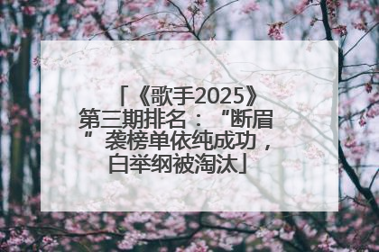 《歌手2025》第三期排名：“断眉”袭榜单依纯成功，白举纲被淘汰