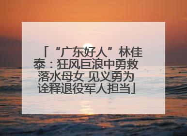 “广东好人”林佳泰：狂风巨浪中勇救落水母女 见义勇为诠释退役军人担当