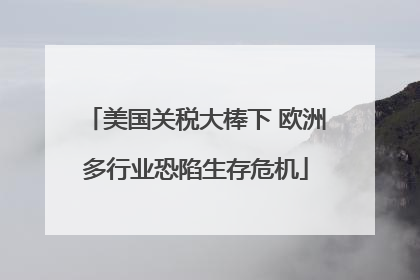 美国关税大棒下 欧洲多行业恐陷生存危机
