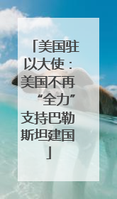 美国驻以大使：美国不再“全力”支持巴勒斯坦建国
