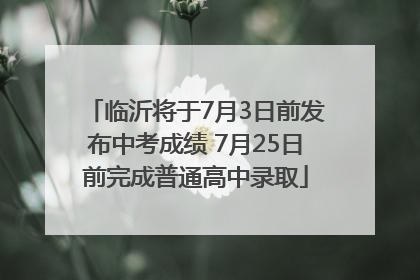 临沂将于7月3日前发布中考成绩 7月25日前完成普通高中录取