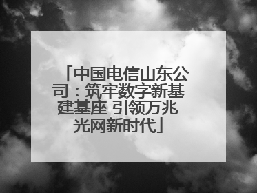 中国电信山东公司：筑牢数字新基建基座 引领万兆光网新时代