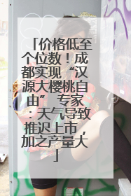 价格低至个位数！成都实现“汉源大樱桃自由” 专家：天气导致推迟上市，加之产量大