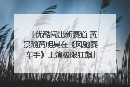 优酷闯出新赛道 黄景瑜黄明昊在《风驰赛车手》上演极限狂飙