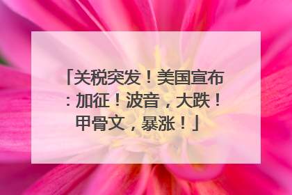关税突发！美国宣布：加征！波音，大跌！甲骨文，暴涨！