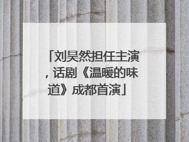 刘昊然担任主演，话剧《温暖的味道》成都首演
