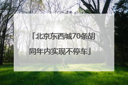 北京东西城70条胡同年内实现不停车