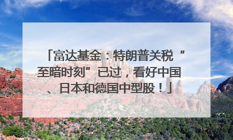 富达基金：特朗普关税“至暗时刻”已过，看好中国、日本和德国中型股！