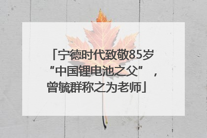 宁德时代致敬85岁“中国锂电池之父”，曾毓群称之为老师