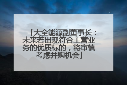 大全能源副董事长：未来若出现符合主营业务的优质标的，将审慎考虑并购机会