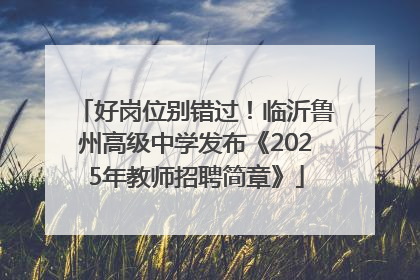 好岗位别错过！临沂鲁州高级中学发布《2025年教师招聘简章》