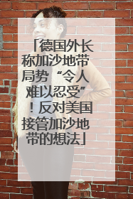 德国外长称加沙地带局势“令人难以忍受”！反对美国接管加沙地带的想法