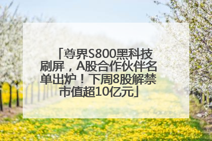 尊界S800黑科技刷屏，A股合作伙伴名单出炉！下周8股解禁市值超10亿元
