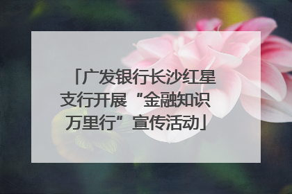 广发银行长沙红星支行开展“金融知识万里行”宣传活动