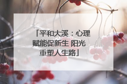 平和大溪：心理赋能促新生 阳光重塑人生路