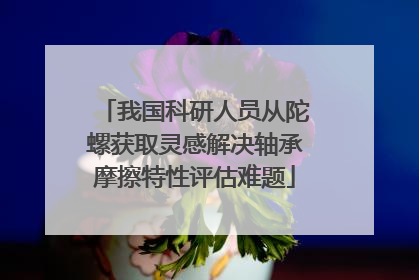 我国科研人员从陀螺获取灵感解决轴承摩擦特性评估难题