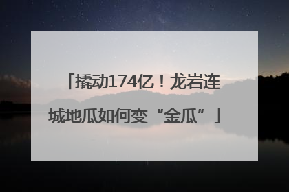 撬动174亿！龙岩连城地瓜如何变“金瓜”