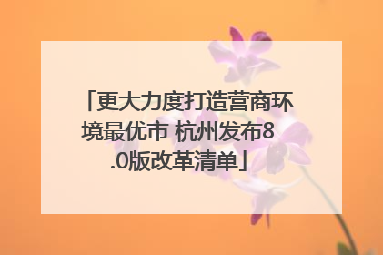 更大力度打造营商环境最优市 杭州发布8.0版改革清单