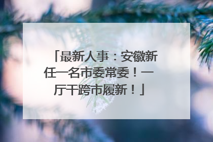 最新人事：安徽新任一名市委常委！一厅干跨市履新！