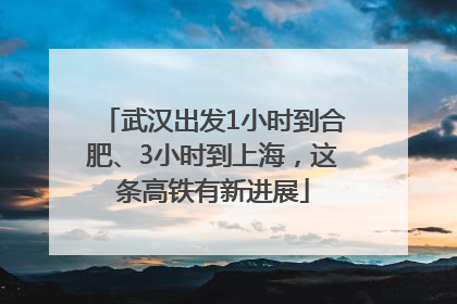 武汉出发1小时到合肥、3小时到上海，这条高铁有新进展