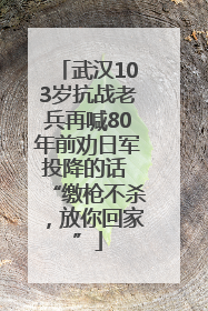 武汉103岁抗战老兵再喊80年前劝日军投降的话 “缴枪不杀，放你回家”