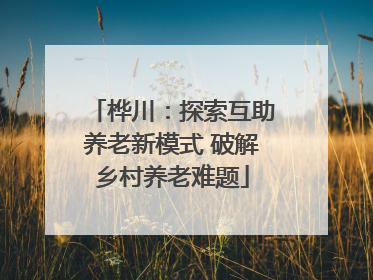 桦川：探索互助养老新模式 破解乡村养老难题