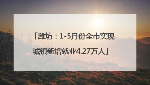 潍坊：1-5月份全市实现城镇新增就业4.27万人