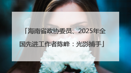 海南省政协委员、2025年全国先进工作者陈峰：光影捕手
