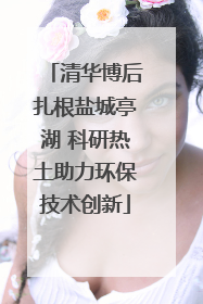 清华博后扎根盐城亭湖 科研热土助力环保技术创新