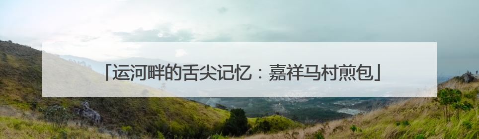 运河畔的舌尖记忆：嘉祥马村煎包