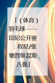 （体育）羽毛球——印尼公开赛：程星/张驰晋级混双八强