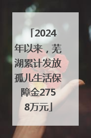 2024年以来，芜湖累计发放孤儿生活保障金2758万元