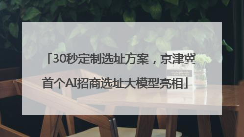 30秒定制选址方案，京津冀首个AI招商选址大模型亮相